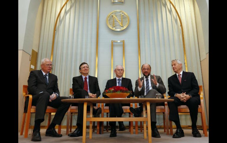 Dan conferencia de prensa sobre el otorgamiento a la UE del Nobel de la Paz. REUTERS  /