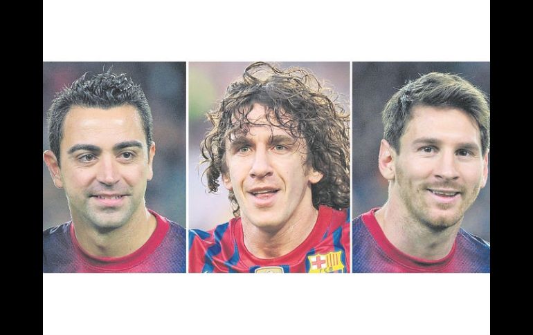 Barcelona extendió contratos de por lo menos tres años más a Xavi, Puyol y Messi, quienes han ganado todo con el club culé. AFP  /