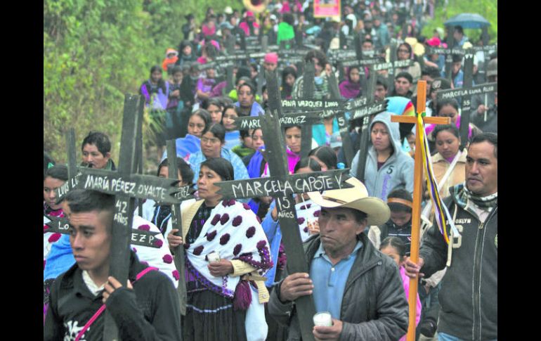 La peregrinación para conmemorar las 45 víctimas del 22 de diciembre de 1997 partió de la comunidad Majomut y culminó en Acteal. XINHUA  /