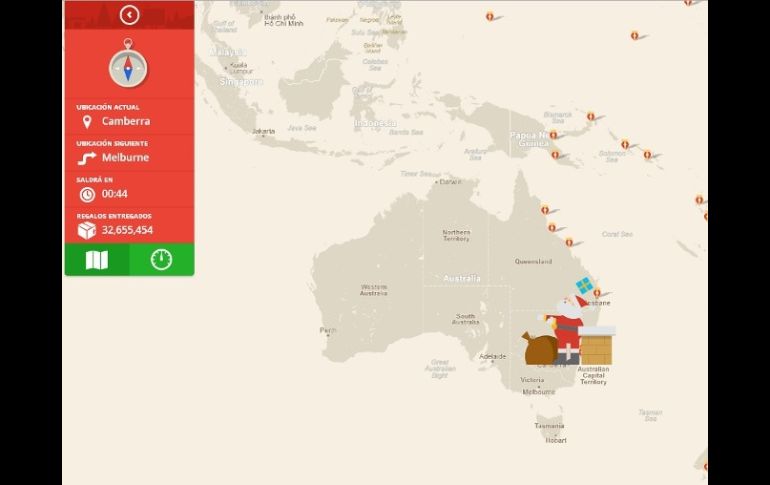 La ruta de repartición de Santa Claus es seguida por el buscador Google. ESPECIAL  /