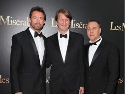 Hugh Jackman, el director Tom Hooper y Russell Crowe durante la premier en Sídney. EFE  /