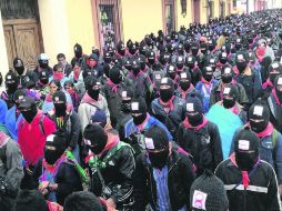 Los indígenas miembros del Ejército Zapatista de Liberación Nacional marcharon el 21 de diciembre para reclamar igualdad. EL UNIVERSAL  /