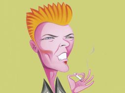 Caricatura de David Bowie, quien se autoobsequia el primer sencillo de su nuevo álbum en su 66 cumpleaños. ARCHIVO /