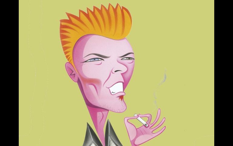 Caricatura de David Bowie, quien se autoobsequia el primer sencillo de su nuevo álbum en su 66 cumpleaños. ARCHIVO /