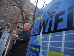 El alcalde neoyorkino, Michael Bloomberg, durante la ceremonia de inauguracíon del ''Free WiFi''. REUTERS /