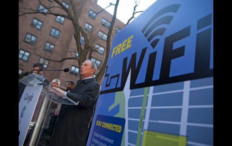 El alcalde neoyorkino, Michael Bloomberg, durante la ceremonia de inauguracíon del ''Free WiFi''. REUTERS /