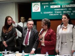 Medina Mora compareció hoy ante la Segunda Comisión de la Comisión Permanente del Congreso. NTX /