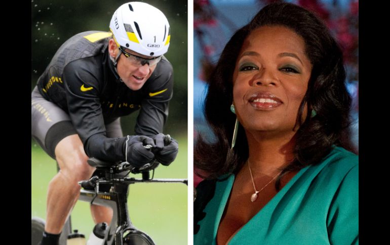 Armstrong (d) será entrevistado por Oprah (i) el 17 de enero luego de la sanción del ciclista. AP /