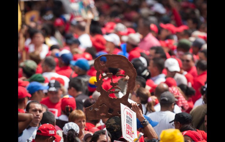 Seguidores de Chávez participan en la concentración convocada por el Partido Socialista Unido de Venezuela. EFE /