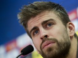 Gerard Piqué en la rueda de prensa que ofreció en la ciudad deportiva Joan Gamper. EFE /