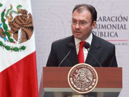 Luis Videgaray, durante su intervención en la presentación de la declaración patrimonial. NTX /