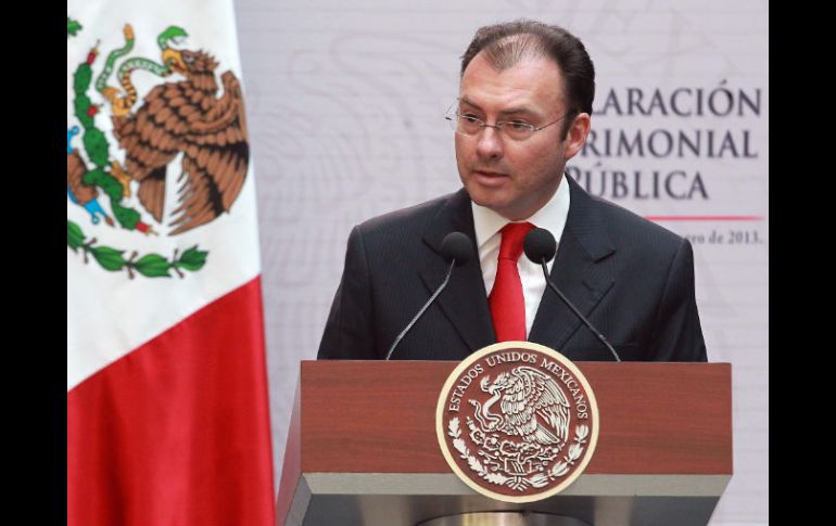 Luis Videgaray, durante su intervención en la presentación de la declaración patrimonial. NTX /