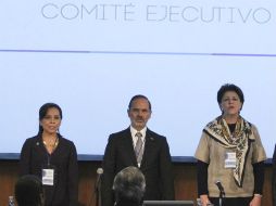 Josefina Vázque Mota, Gustavo Emilio Madero y Cecilia Mercado durante la sesión ordinaria del Consejo Nacional del PAN. NTX /