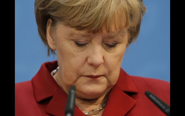 Angela Merkel, durante conferencia de prensa luego de conocer el resultado de las votaciones. REUTERS /