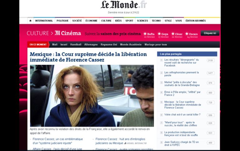 Le Monde reflejó la noticia en su portal de internet. ESPECIAL /