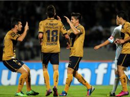 Festejo del equipo universitario en el partido contra Mérida. MEXSPORT /