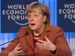 La canciller alemana, Angela Merkel, durante una intervención en Davos. AP /