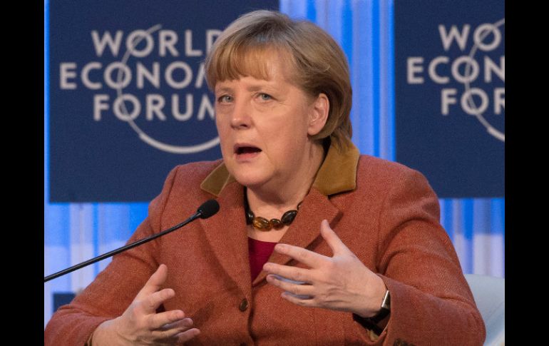 La canciller alemana, Angela Merkel, durante una intervención en Davos. AP /