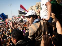 Manifestantes en la plaza Tahrir, en El Cairo, Egipto. XINHUA /