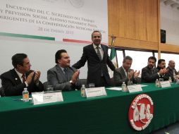 Aspecto del Encuentro de la STPS y Dirigentes de la Confederación Mexicana Sindical. NTX /