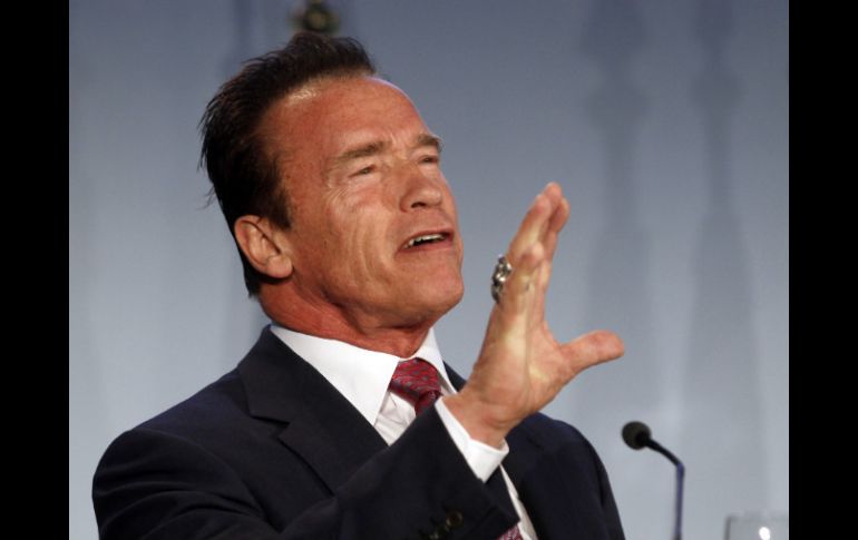 Schwarzenegger durante su participación en la conferencia inaugural. AP /