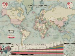 El diseño de este mapa alude a la conexión histórica entre los cables submarinos y la cartografía. ESPECIAL /