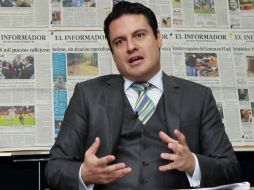 El gobernador electo de Jalisco, Aristóteles Sandoval, durante su visita este día a EL INFORMADOR.  /