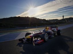 El piloto alemán, Sebastian Vettel, durante los entrenamientos en Jerez del viernes en la mañana. AP /