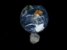 Animación que muestra al meteorito 2012 DA 14 que será visible en el este de Europa, Australia y Asia. ESPECIAL /