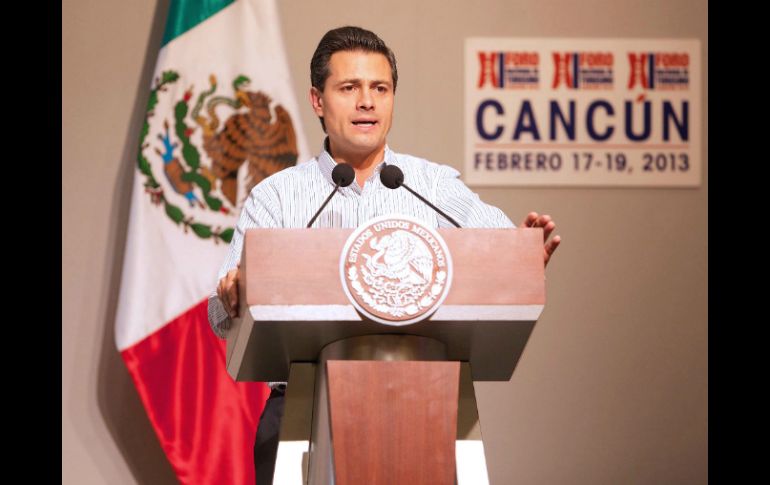 Esta tarde, el Presidente Peña Nieto inauguró el XI Foro Nacional de Turismo en Cancún. NTX /