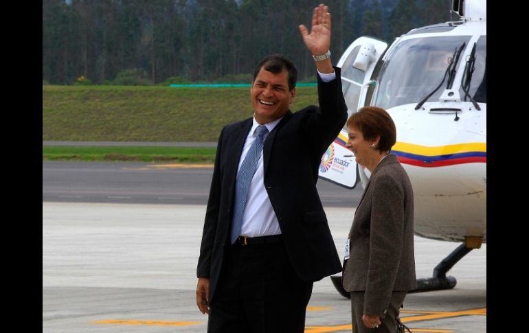 Rafael Correa a su llegada al nuevo aeropuerto de Quito. EFE /