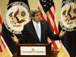 El secretario de Estado estadounidense, John Kerry, da un discurso en la Universidad de Virginia. AP /