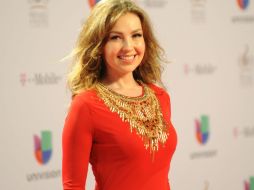 Thalía a su llegada a la alfombra roja de los premios Lo Nuestro. EFE /