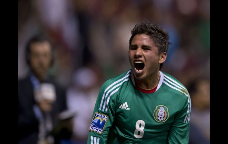 Julio Gómez festeja el segundo gol del equipo mexicano. MEXSPORT /