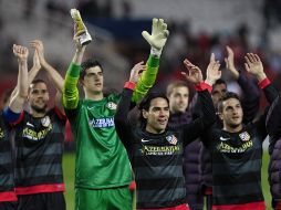 Los jugadores del Atlético de Madrid celebran su pase a la final de la Copa del Rey. EFE /