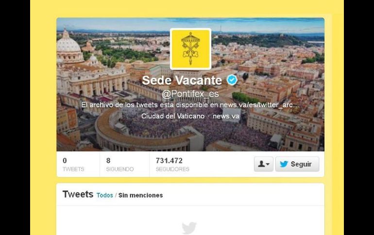 De cualquier forma, es posible recuperar los twits de Benedicto XVI en la liga incluida en el portal. ESPECIAL /