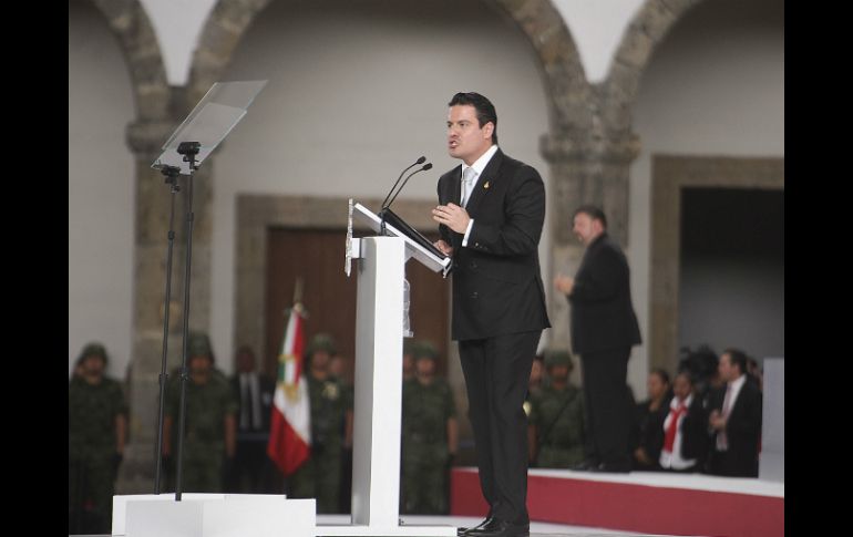 El gobernador del Estado, Aristóteles Sandoval, durante su discurso en el Instituto Cultural Cabañas.  /