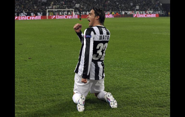 Matri celebra el primer gol de la Juventus en el partido. AP /