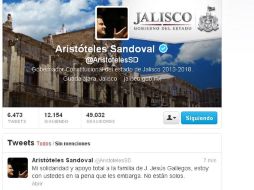 Sandoval Díaz escribió en @AristotelesSD: “Mi solidaridad y apoyo total a la familia de J. Jesús Gallegos''. ESPECIAL /