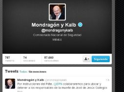 El funcionario escribió el mensaje en su cuenta de la red social Twitter, @mondragonykalb. ESPECIAL /