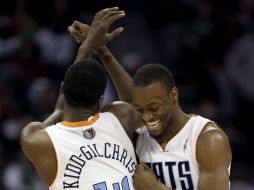 Jugadores de los Bobcats celebran su triunfo sobre los Celtics de Boston. AP /