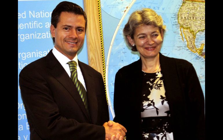 Irina Bokova, inicia una visita de cuatros días a México, invitada por el gobierno del presidente Enrique Peña Nieto. ARCHIVO /