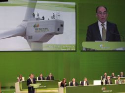 El presidente de Iberdrola, Ignacio Sánchez Galán, durante su intervención en la Junta General de Accionistas de la firma. EFE /