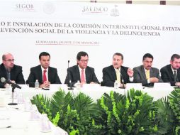 Ismael del Toro, Héctor Robles, Roberto Campa, Arturo Zamora, Ramiro Hernández y Luis Carlos Nájera, durante el evento en Casa Jalisco. EL INFORMADOR /