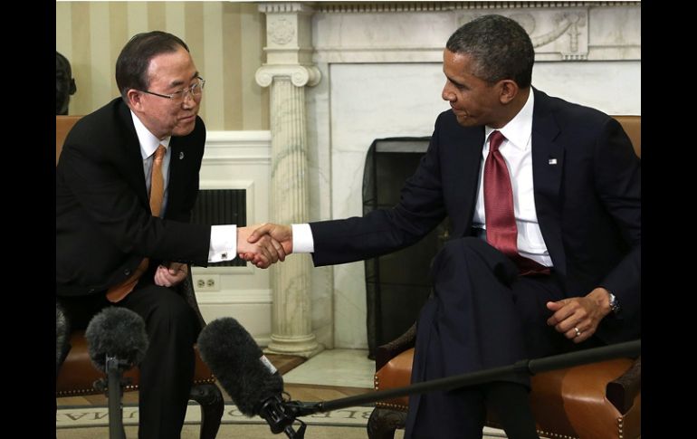 Obama recibió a Ki-moon en la Casa Blanca para hablar sobre diversos temas. EFE /