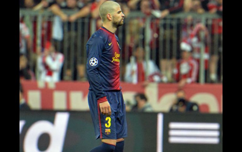 El defensa azulgrana Gerard Piqué durante el partido disputado contra el Bayern de Munich. AP /