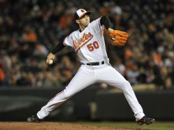 El pitcher de Orioles, durante el sexto inning del partido. AP /