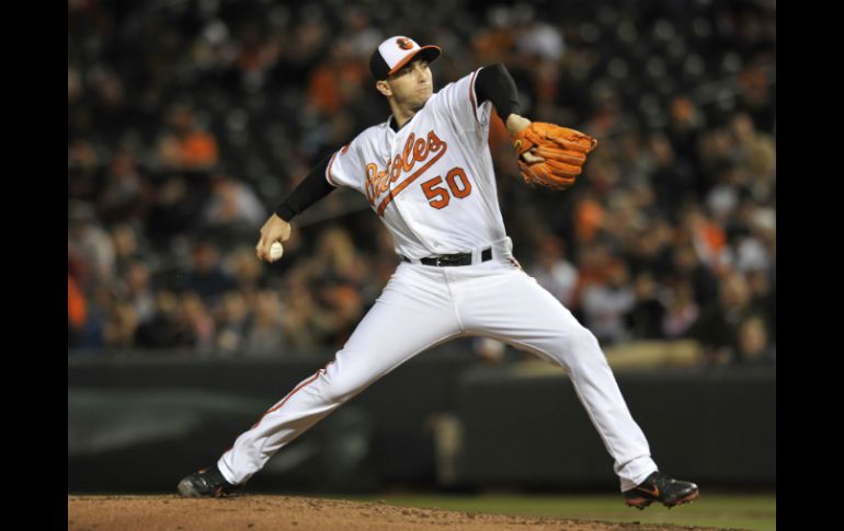 El pitcher de Orioles, durante el sexto inning del partido. AP /