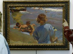 Cuadro de Joaquín Sorolla ''Niños en la playa'' que expone en Madrid la casa Sotheby's. EFE /