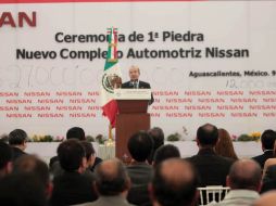 El 9 de julio del año 2012, el Presidente Felipe Calderón encabezó la colocación de la primera piedra de esta planta Nissan. ARCHIVO /